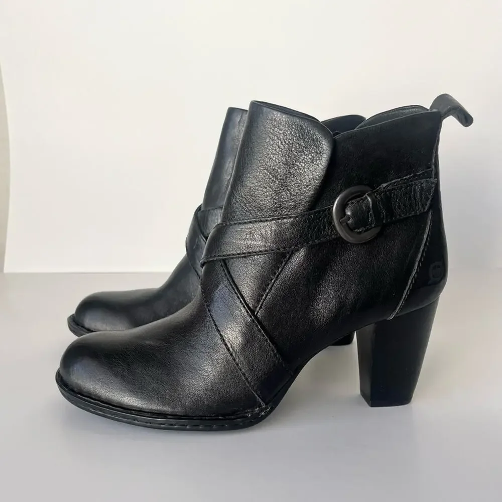 Born Shola leather Moto ankle boots black 9.5